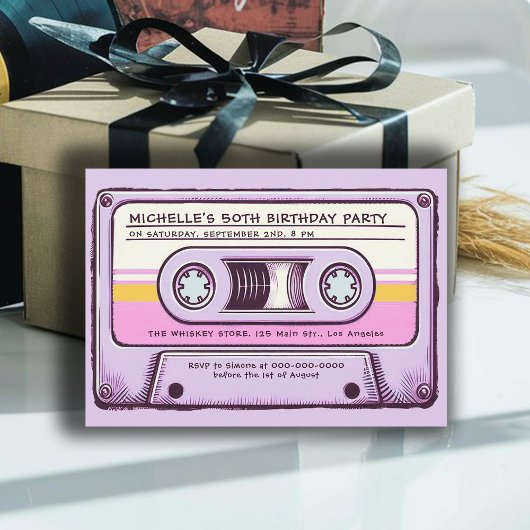 Retro Music 80s Cassette Mixtape 50ste verjaardag Kaart