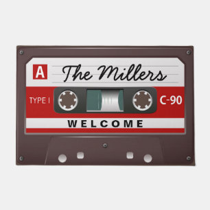 Retro Music Cassette Kijk met welkomstnaam Deurmat