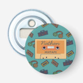 Retro Music Collage Mixtape gepersonaliseerd Button Flesopener (Voorkant)