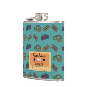 Retro Music Collage Mixtape gepersonaliseerd Heupfles (Links)