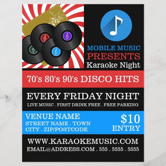 Retro Music Design, Karaoke Event Adverteren Flyer (Voorkant)