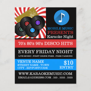 Retro Music Design, Karaoke Event Adverteren Flyer