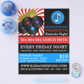 Retro Music Design, Karaoke Event Adverteren Flyer (Enkel)