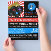 Retro Music Design, Karaoke Event Adverteren Flyer (Hand)