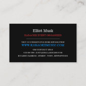 Retro Music Design, Karaoke Event Organizer Visitekaartje (Achterkant)