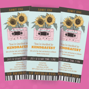 Retro Music Festival Dance Party Ticket Verjaardag