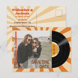 Retro Music Festival Record Opslaan van de datum B Aankondigingskaart