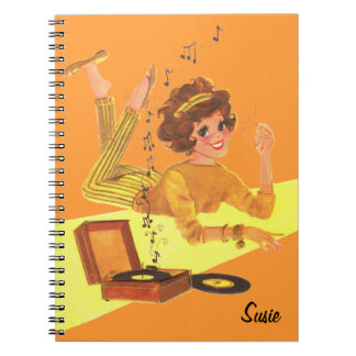 Retro Music Girl Notitieboek