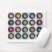 Retro Music Illustrated Vinyl Records Pattern Art Muismat (Met muis)
