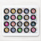 Retro Music Illustrated Vinyl Records Pattern Art Muismat (Voorkant)