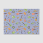 Retro Music Instrument Theme Pattern Paars Tissuepapier (Voorkant)