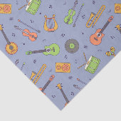 Retro Music Instrument Theme Pattern Paars Tissuepapier (Detail)