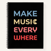 Retro Music Lover Gift – Maak overal muziek Notitieboek (Voorkant)