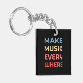 Retro Music Lover Gift – Maak overal muziek Sleutelhanger (Voorkant Links)