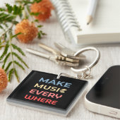 Retro Music Lover Gift – Maak overal muziek Sleutelhanger (Voorkant Rechts)