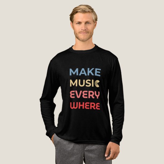 Retro Music Lover Gift – Maak overal muziek Tri-Blend Shirt (Voorkant)