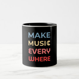 Retro Music Lover Gift – Maak overal muziek Tweekleurige Koffiemok