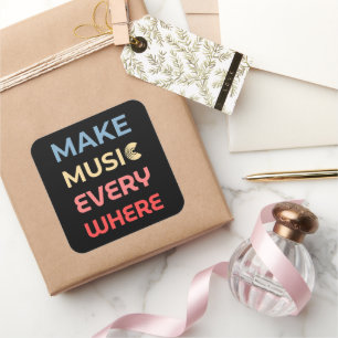 Retro Music Lover Gift – Maak overal muziek Vierkante Sticker