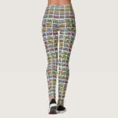 Retro Music Mix Cassettebandje Kleurrijk Patroon Leggings (Achterkant)