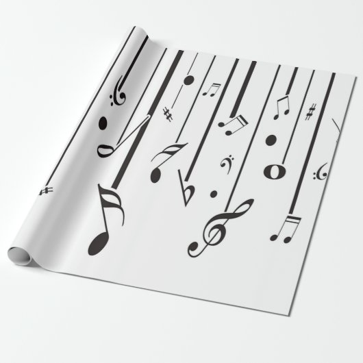 Retro Music, Musical Notes Cadeaupapier (Uitgerold)