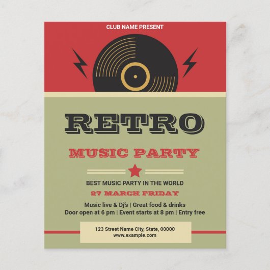 Retro Music Party Flyer (Voorkant)