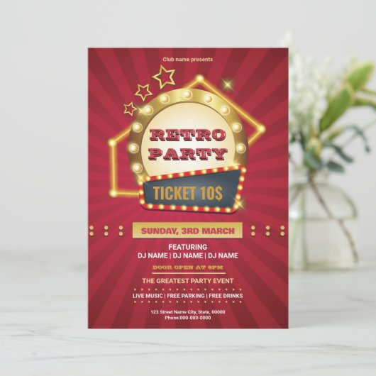 Retro Music Party Flyer Template (Staand voorkant)
