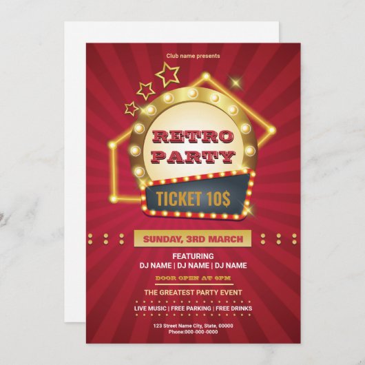 Retro Music Party Flyer Template (Voorkant / Achterkant)