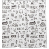 Retro Music-pictogrammen Doodle Pattern Shower-gor Douchegordijn (Voorkant)