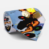  Retro Music Records Pin Up Girl Stropdas (Opgerold)