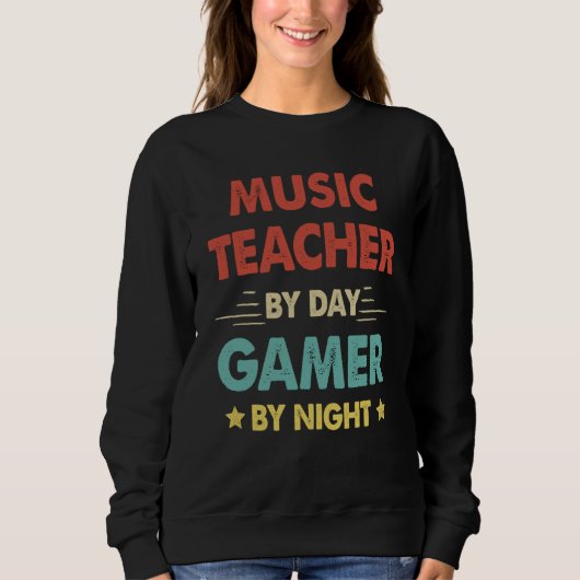 Retro Music Teacher By Day Gamer By Night Trui (Voorkant)