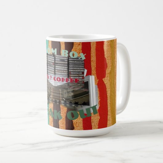 Retro Music, Tower Blocks en Boom Box Mok (Voorkant rechts)