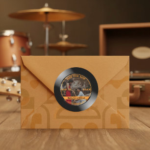 Retro Music Vinyl Record Foto Weduwronde Ronde Sticker