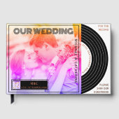 Retro Music Vinyl Record Hoesje Wedding Gastenboek (Voorkant)
