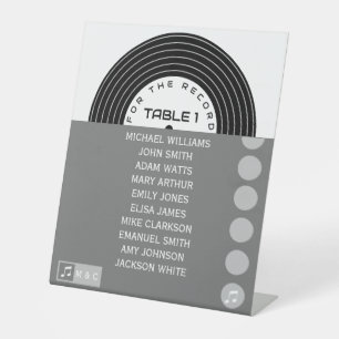 Retro Music Vinyl Record Unieke bruiloft Reclamebord Met Voetstuk