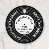 Retro Music Vinyl Record Wedding Bedankjes Labels (Voorkant)