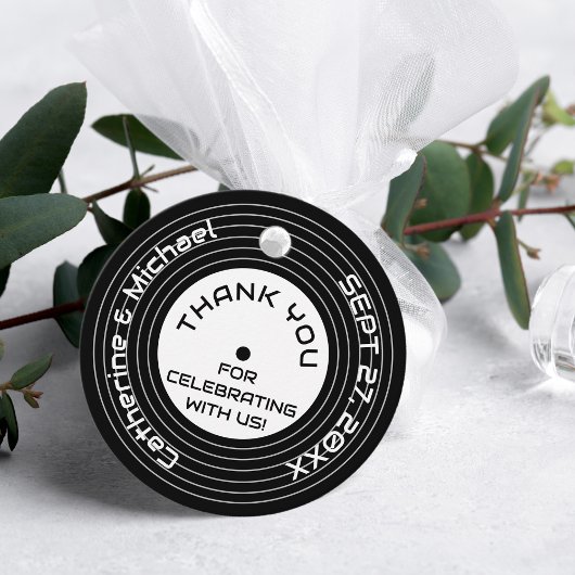 Retro Music Vinyl Record Wedding Bedankjes Labels