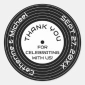 Retro Music Vinyl Record Wedding Ronde Sticker (Voorkant)
