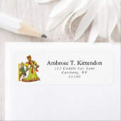 Retro Musical Cats Cartoon Pianospeler Zanger Etiket (Insitu)