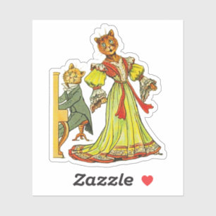 Retro Musical Cats Cartoon Pianospeler Zanger Sticker
