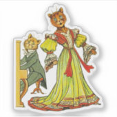 Retro Musical Cats Cartoon Pianospeler Zanger Sticker (Voorkant)