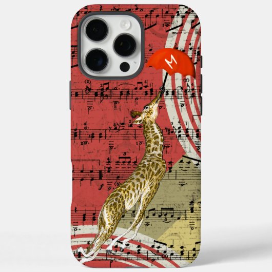 Retro Musical Flying Giraffe Red Umbrella Case-Mate iPhone Case (Achterkant)