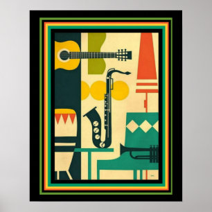 Retro Musical Instrument Print 16x20