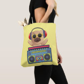 RETRO MUSICAL PUG EN CASSETTE PLAYER TOTE BAG (Dichtbij)