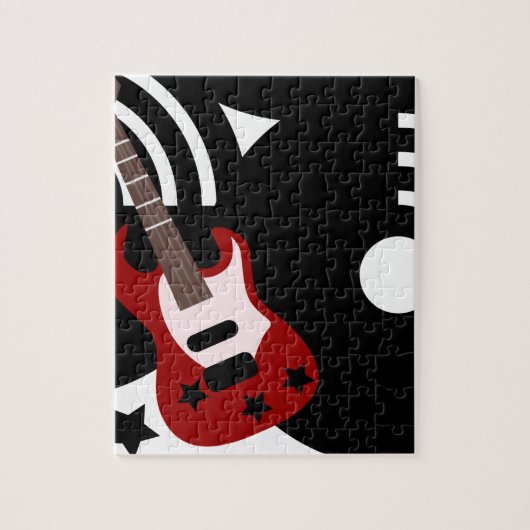 Retro Musical Rock Red Stars Guitar Legpuzzel (Verticaal)