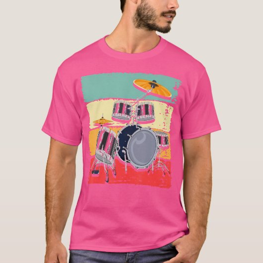 Retro Musician Drummer Muziekliefhebber Drumset Dr T-shirt (Voorkant)