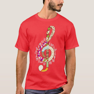 Retro Musician Music Gift Treble Clef T-shirt