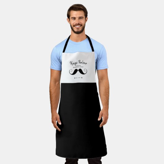 Retro Mustache - Barber Shop Adult Apron Schort (Gedragen)