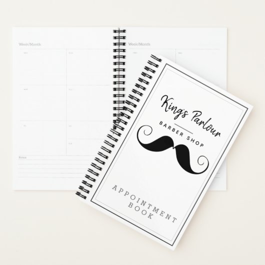 Retro Mustache Barber Shop Appointment Book / Planner (Display)