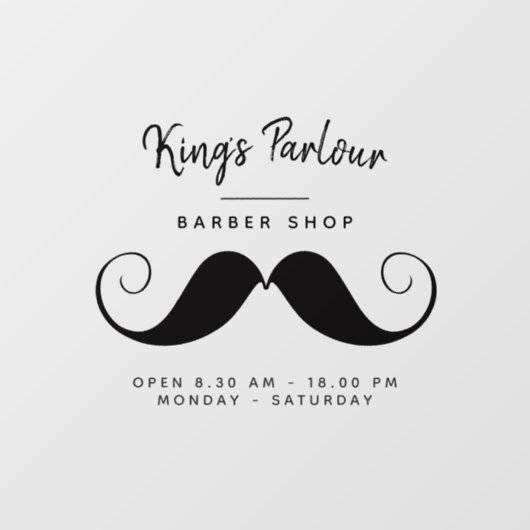 Retro Mustache - Barber Shop Raamsticker (Vel)