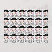 Retro Mustache Bike Pattern Briefkaart (Voorkant)